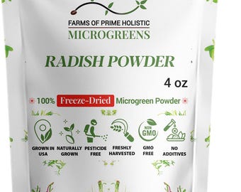 Radish MICROGREENS Freeze-Dried Powder | Non-GMO, Gluten-Free, NO Additives, Fillers, Pesticides, or Synthetic Fertilizers