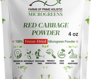 Red Cabbage MICROGREENS Freeze-Dried Powder | Non-GMO, Gluten-Free, NO Additives, Fillers, Pesticides, or Synthetic Fertilizers
