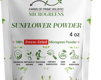 Sunflower MICROGREENS Freeze-Dried Powder | Non-GMO, Gluten-Free, NO Additives, Fillers, Pesticides, or Synthetic Fertilizers