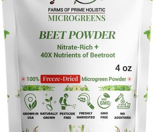 Beet MICROGREENS Freeze-Dried Powder | Non-GMO, Gluten-Free, NO Additives, Fillers, Pesticides, or Synthetic Fertilizers