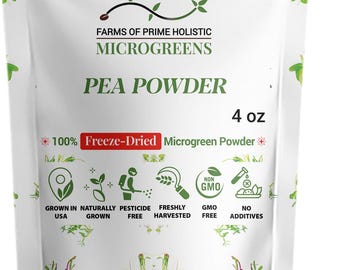 Pea MICROGREENS Freeze-Dried Powder | Non-GMO, Gluten-Free, NO Additives, Fillers, Pesticides, or Synthetic Fertilizers