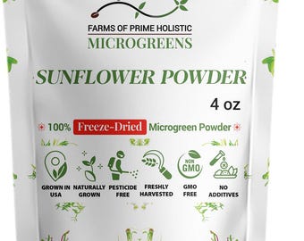 Sunflower MICROGREENS Freeze-Dried Powder | Non-GMO, Gluten-Free, NO Additives, Fillers, Pesticides, or Synthetic Fertilizers