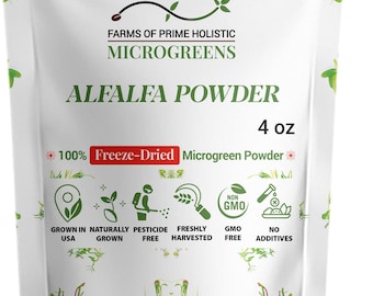 Alfalfa MICROGREENS Freeze-Dried Powder | Non-GMO, Gluten-Free, NO Additives, Fillers, Pesticides, or Synthetic Fertilizers