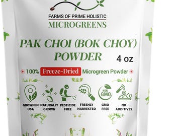 Pak Choi (Bok Choy) MICROGREENS Freeze-Dried Powder | Non-GMO, Gluten-Free, NO Additives, Fillers, Pesticides, or Synthetic Fertilizers