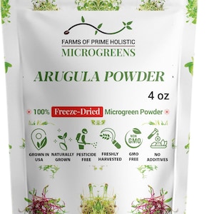 Arugula MICROGREENS Freeze-Dried Powder | Non-GMO, Gluten-Free, NO Additives, Fillers, Pesticides, or Synthetic Fertilizers