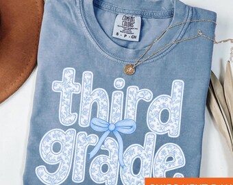 Comfort Colors Third Grade Teacher Shirt: Coquette Bow Graphic