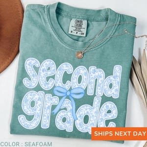 Comfort Colors® Second Grade Teacher Shirt, Coquette Bow 2nd Grade Teacher Shirt, Second Grade Teacher Tshirt, Elementary Teacher Shirts