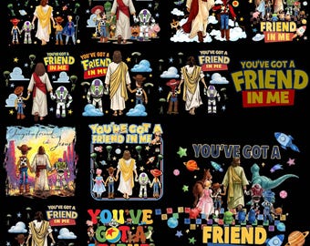 Jesus You've Got A Friend In Me PNG Bundle: Faith Friendship Designs, Christian Cartoon Sublimation