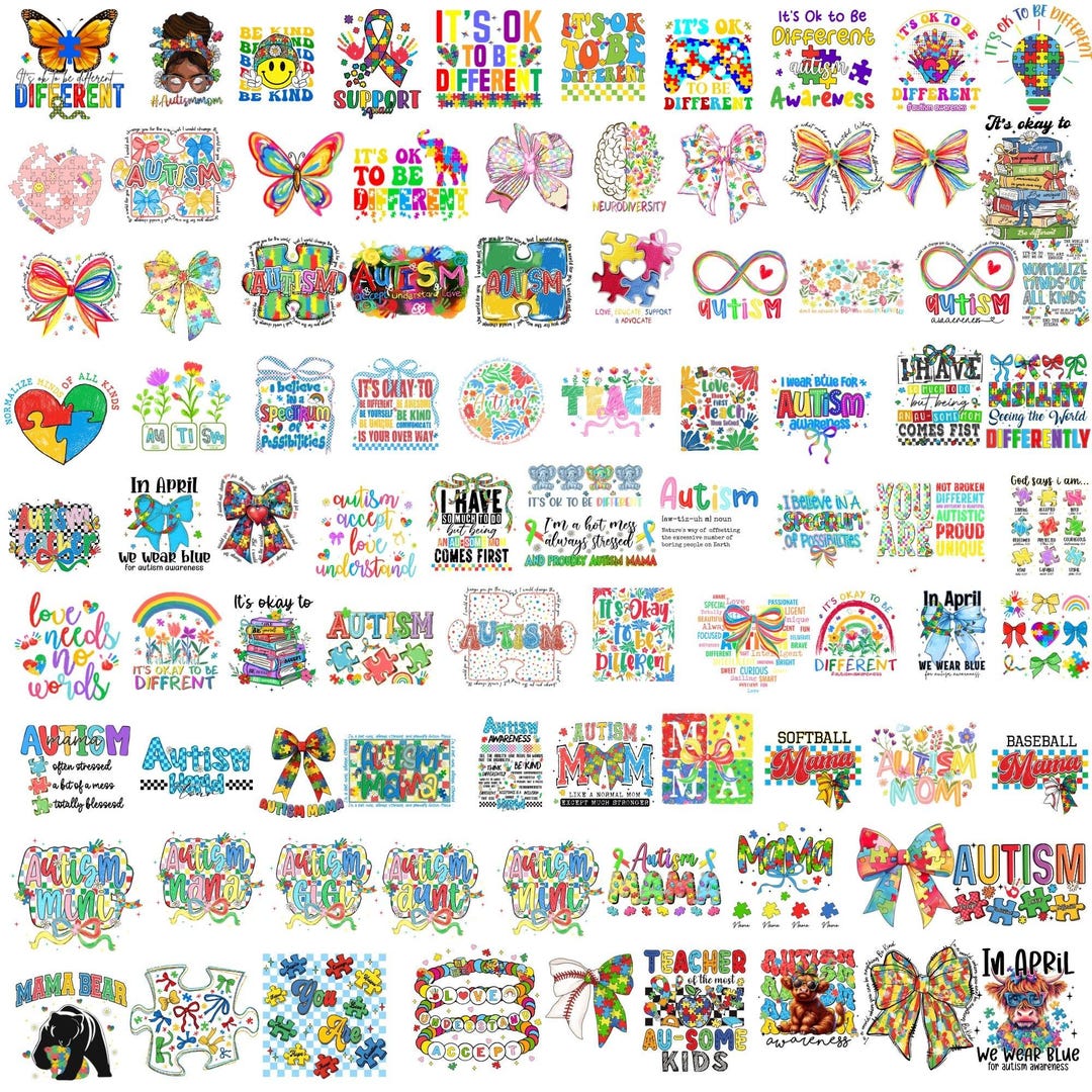 Autism PNG Bundle Awareness Designs Mom Teacher Shirt Sublimation ...
