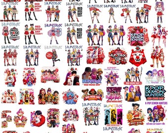 Pakiet PNG z okazji Dnia Czerwonego Nosa, kreskówka Kpop, grafika 3D, akcja charytatywna, pobieranie cyfrowe