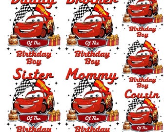 Paquete de cumpleaños de Cars: accesorios de fiesta de Rayo McQueen para papá, mamá, hermano, hermana y primo.
