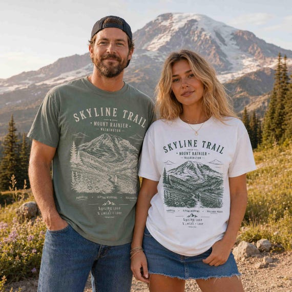 Skyline Trail Shirt, Mount Rainier Graphic Tee for Hikers