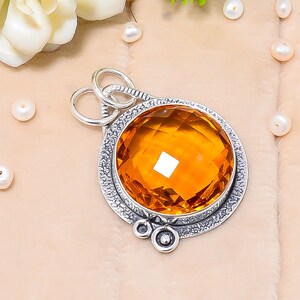 Citrine Solid 925 Sterling Silver Pendant, Gemstone Pendant, Elegant Pendant, Designer Pendant, Handmade Pendant, Birthday Gift, For Friends
