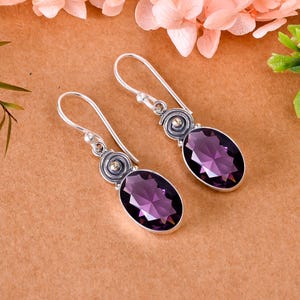 Purple Amethyst Solid 925 Sterling Silver Earring, Gemstone Earring, Handmade Earring, Beautiful Earring, Women Earring, Birthday Gift