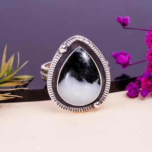White Buffalo Turquoise Solid 925 Sterling Silver Ring, Gemstone Ring, Adjustable Ring, Designer Ring, Handmade Ring, Perfect Ring