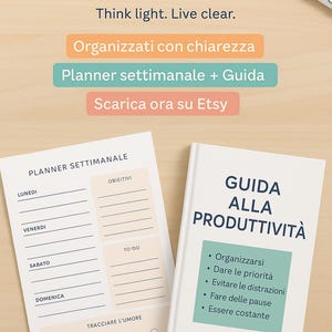 Planner Settimanale PDF Stampabile con Guida alla produttività- Kit Digitale Clearmind