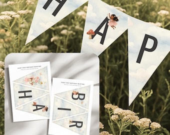 Fairy 1st Birthday Bunting: DIY Woodland Garland (PDF Download) Girls Birthday Party