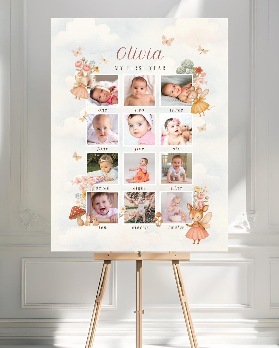 Fairy First Birthday Photo Board | Woodland 12 Month Milestone ...