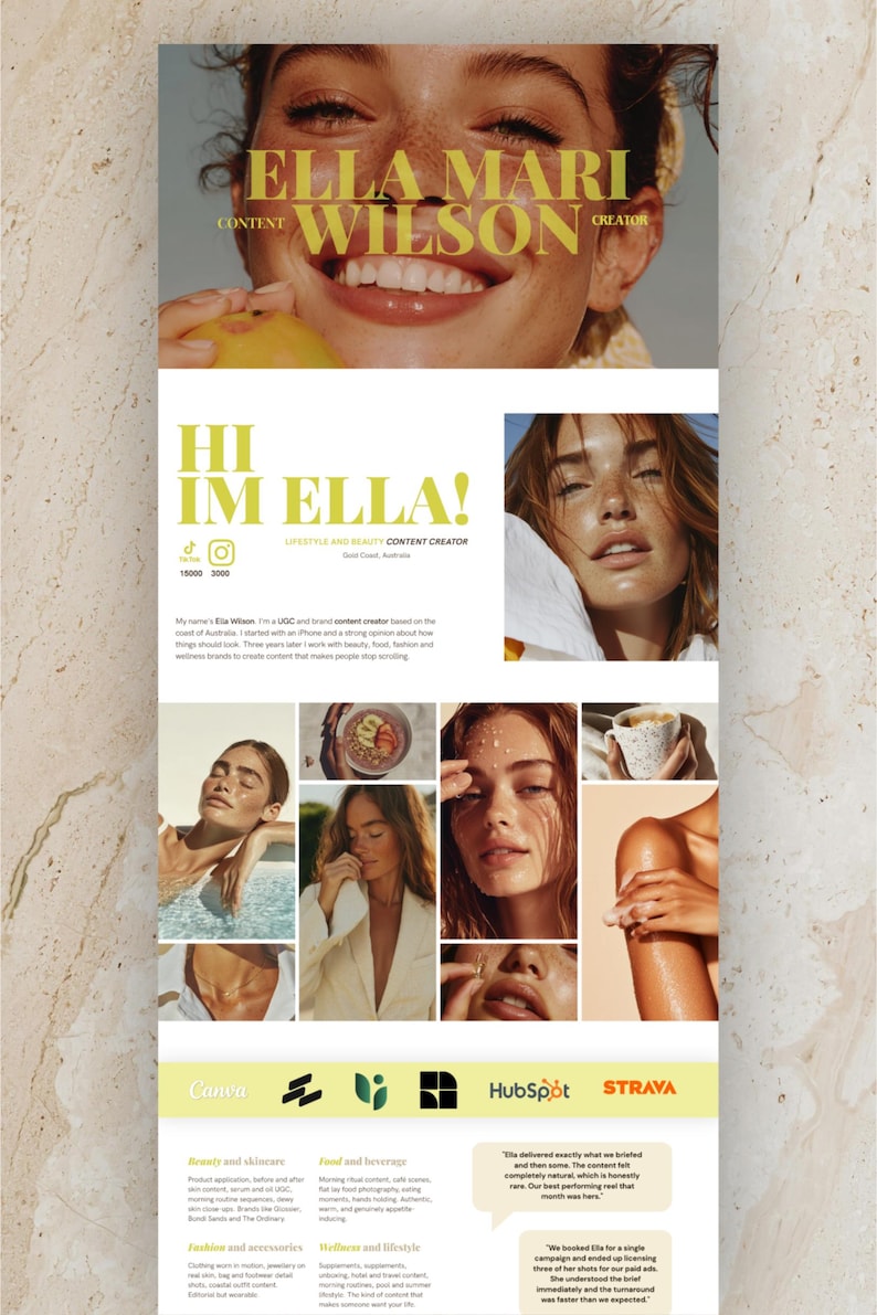 UGC Portfolio Canva Website Template, Content Creator Landing Page, Editable Media Kit, Brand Creator Portfolio, Instant Download
