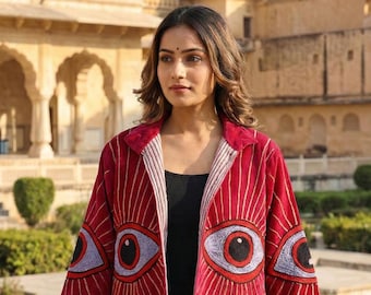 Haftowana aksamitna kurtka Boho, w stylu Suzani