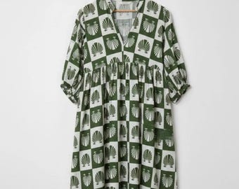 Indisches Block Print Midikleid aus Baumwolle: Boho Sommerkleid