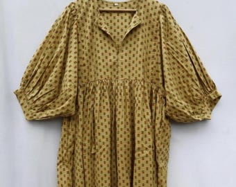 Floral Block Print Midikleid aus Baumwolle: Boho Sommerkleid