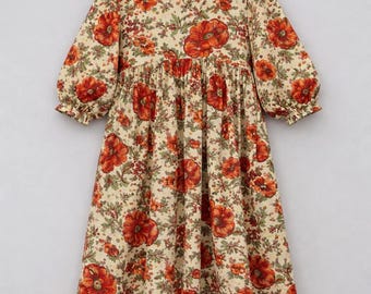 Floral Block Print Midikleid aus Baumwolle: Boho Sommerkleid