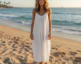 ボヘミアン風ノースリーブサンドレス 花柄ブロックプリント Kyra ミディドレス、ミニドレス、コットンサマードレス、レディースドレス