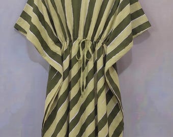 100% Cotton Kaftan, Block Print Kaftan, Nightwear Sleepwear Cotton Maxi Dress, Cotton Beach Dress, Womens Kaftan