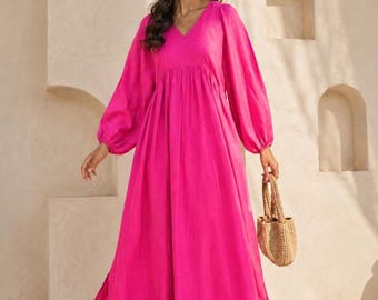 Vestidos de algodón para mujer, vestido largo de algodón, vestidos de mujer, regalo para ella, vestido de verano, vestido casual, 100% algodón