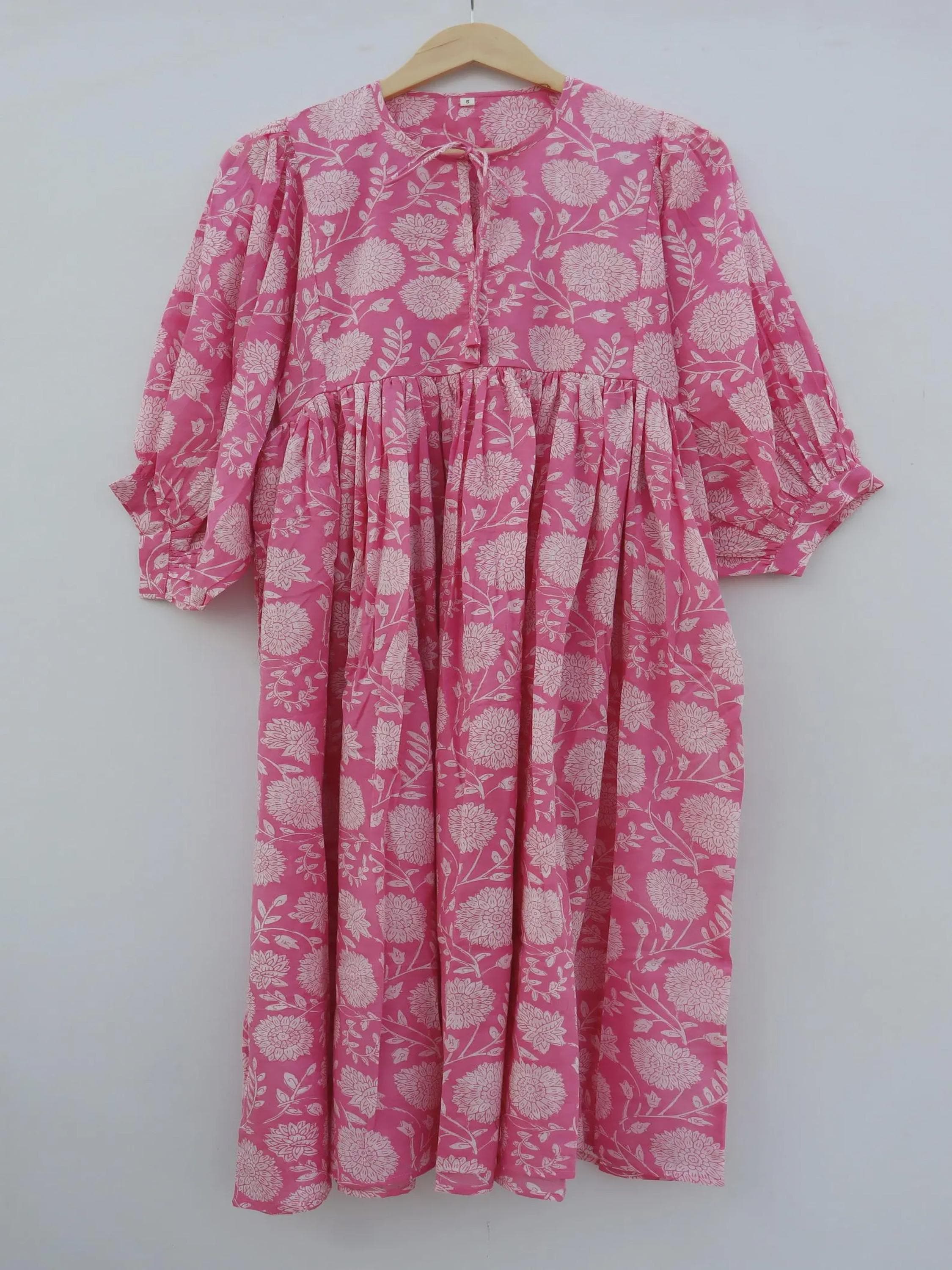 midi indian cotton summer dresses Kyra | Midi Dress | Sumac - Boho Balloon Sleeve Gauze Cotton