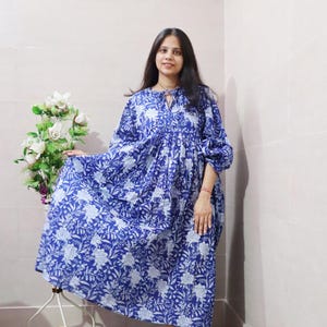 Handblock Floral Women Wear Dress, Midi Dress, Mini Dress, Long Block Print Dress, Cotton summer dress, Flower girl dress, summer collection