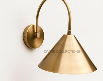 Modern Brass Wall Sconce: Mid Century Minimalist Lighting