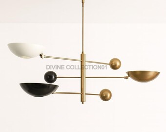 Brass Sputnik Chandelier: Mid Century Modern Ceiling Light