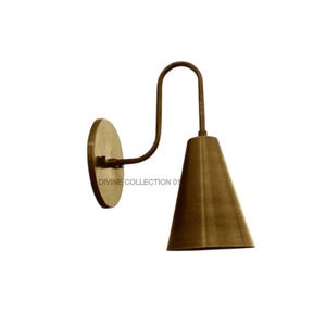 Brass Wall Sconce Light – Mid Century Modern Cone Shade Wall Lamp – Handmade Vintage Brass Wall Fixture for Bedroom or Hallway