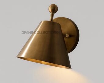 Handmade Brass Wall Sconce: Mid-Century Modern Adjustable Light