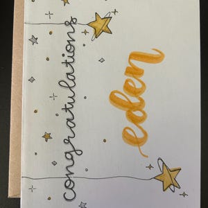 Carte de félicitations manuscrite personnalisée calligraphie, jolies étoiles de félicitations | calligraphies, oeuvres d'art et cartes de voeux personnalisées dessinées à la main
