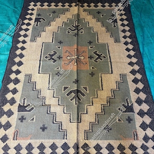 Handwoven Wool Jute Area Rug: Eco-Friendly Braided Kilim
