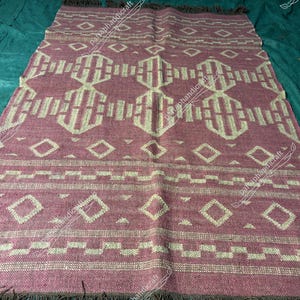 Handwoven Wool Jute Kilim Rug, Wool Jute Rug, Kilim Jute Rug, Flatweave Rug, Bohemian Rug, Indian Dhurrie Rug, Navajo Kilim Rug, Custom Rug