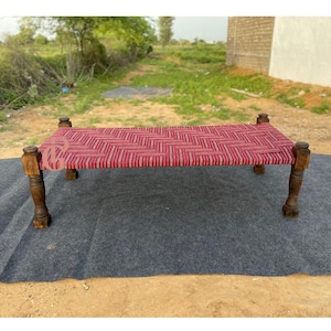 Mango Wood Charpai Bed: Indian Ethnic Style Khat - 70x36x20 Inch