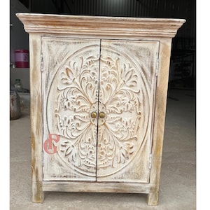 Hand-Carved Mango Wood Nightstand: Indian Accent Table