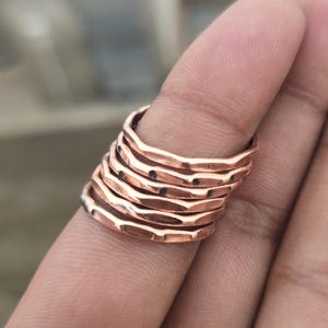 Set of 6 thin Copper Ring, Handmade Copper Ring, Meditation & Band Ring, Statement Ring, Stackable Copper Ring, 100% Pure Copper Wire Bands,