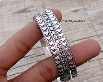 Juego de 3 brazaletes gruesos de plata, brazaletes de plata de ley 925, brazaletes hechos a mano, brazaletes de plata, brazaletes apilables, brazalete bohemio, brazaletes para mujer,