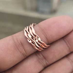 100% Pure Copper Wire Bands, Set of 4 thin Copper Ring, Handmade Copper Ring, Meditation & Band Ring, Statement Ring, Stackable Copper Ring