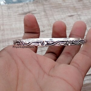 Designee Silver Bangle, 925 Sterling Silver, Handmade Bangle, Gift For Women, Solid Bangle, Daily Wear Bangle, Brides Bangle, Gift For Her,