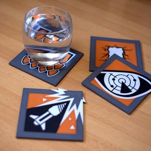 Rainbow Six Siege Set of 4 coasters, 3D Printed, Video Game, FBI, R6 Operator