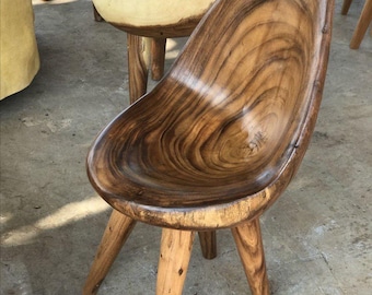 Handmade Solid Wood Lounge Chair: Natural Grain Accent Furniture