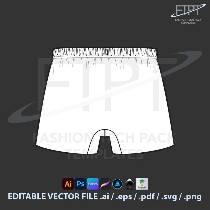 Mens Boxer Briefs Mockup Tech Pack Fashion CAD Template (digital ...