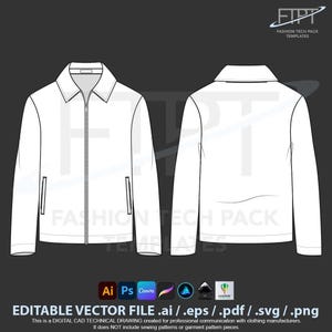 Giacca utility mockup modello tech pack disegno tecnico vettoriale CAD Ai Eps Pdf Svg Png