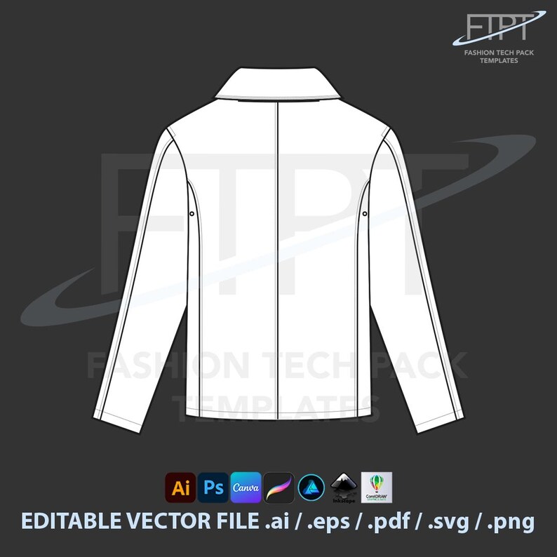 Softshell Drawing Utility Softshell Jacket Mockup Technical Drawing Vector CAD Tech Pack ...